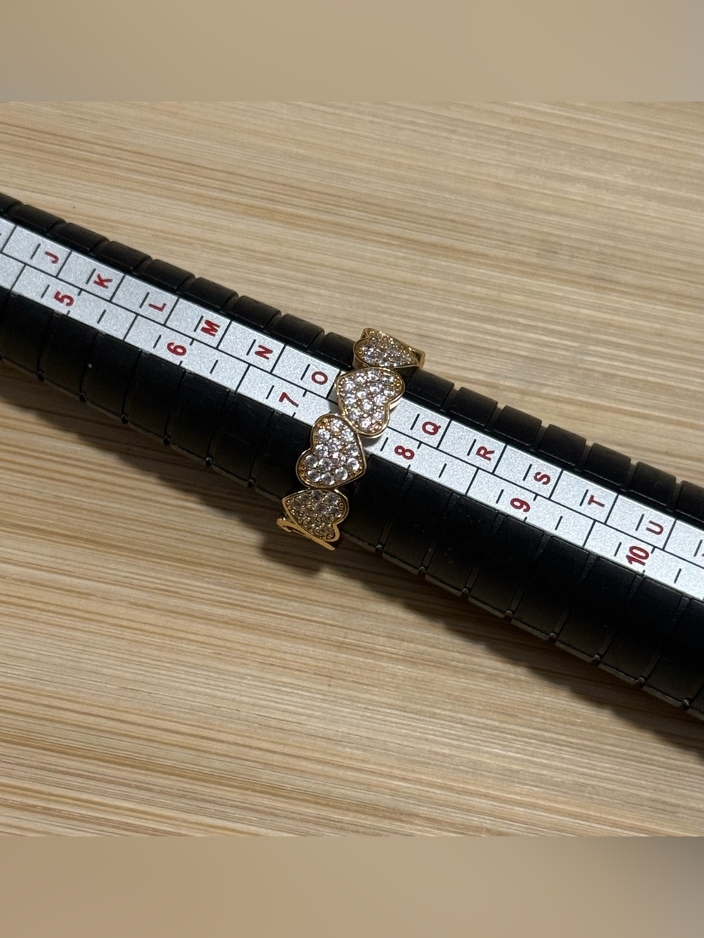 Gold Rhinestone Heart Adjustable Ring
